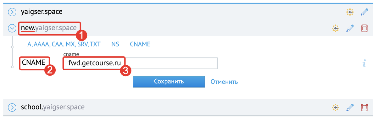 <p>
		Этот скриншот — пример, у вашего хостера интерфейс добавления записи может отличаться.</p>