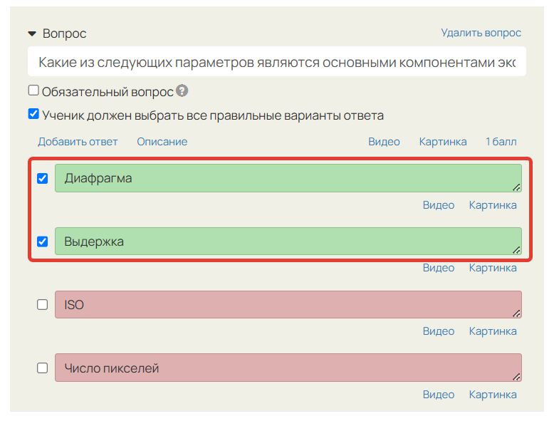 <p>Выбор правильных ответов в типе вопроса «Множественный выбор»</p> <p>Выбор правильных ответов в типе вопроса «Множественный выбор»</p>