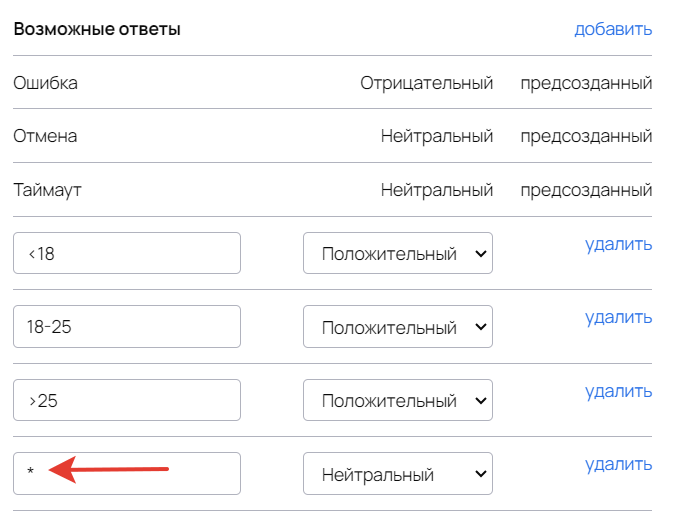Использование звездочки в качестве варианта ответа Использование звездочки в качестве варианта ответа