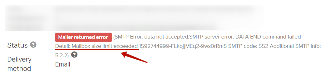 <p>
		</p><h4>An example of an error returned. In the error details, we see that the user's mailbox was full.</h4>	