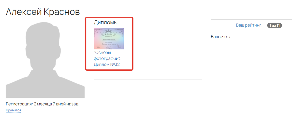 Отображение диплома в открытом профиле Отображение диплома в открытом профиле