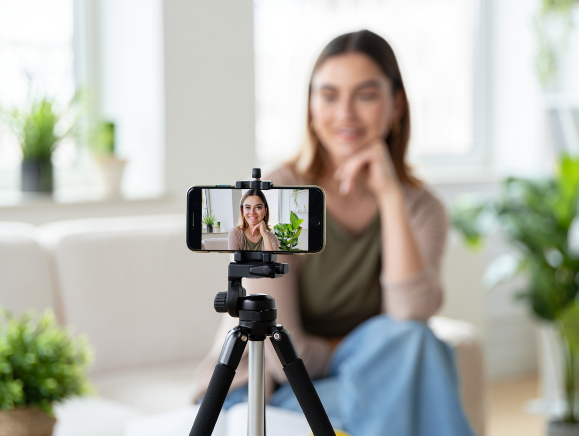 Велнес-коуч записывает видео для социальных сетей Велнес-коуч записывает видео для социальных сетей