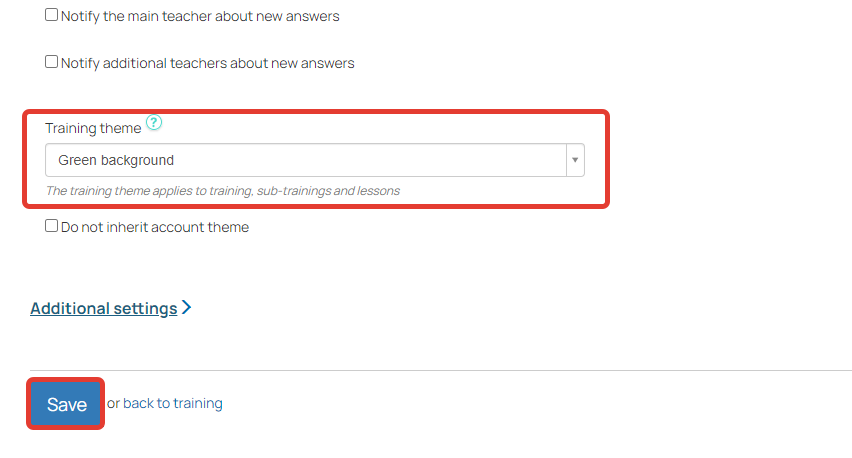 <p>Training settings — training theme</p> <p>Training settings — training theme</p>
