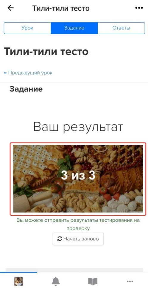 Результаты неадаптированного теста Результаты неадаптированного теста