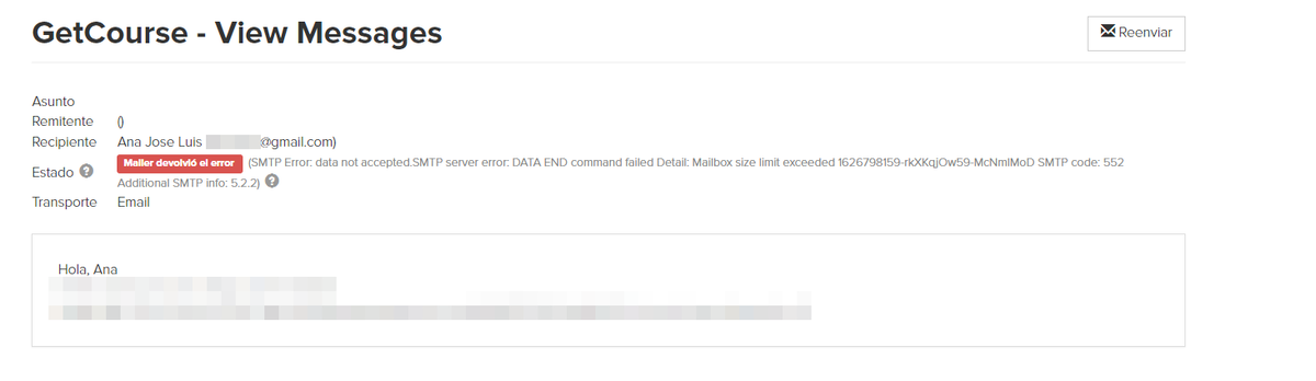 <h4>Un ejemplo del error devuelto. En los detalles del error, vemos que la bandeja de entrada del usuario estaba llena.</h4> <h4>Un ejemplo del error devuelto. En los detalles del error, vemos que la bandeja de entrada del usuario estaba llena.</h4>
