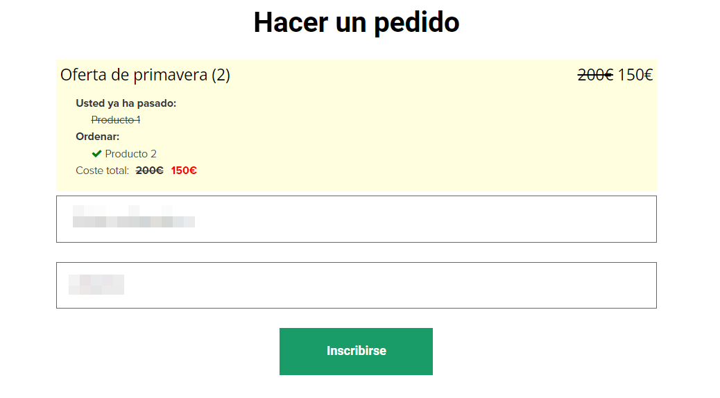 <p>
El usuario compró previamente un Producto 1, que se tuvo en cuenta a un precio determinado de 800 euros</p>
<p>
El usuario compró previamente un Producto 1, que se tuvo en cuenta a un precio determinado de 800 euros</p>