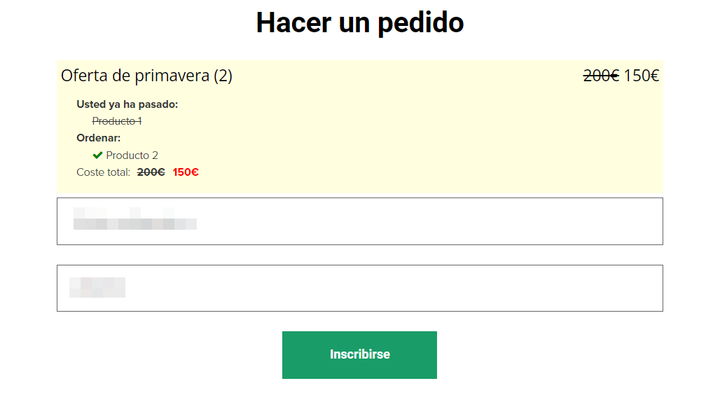 
		<p>
		El usuario compró previamente un Producto 1, que se tuvo en cuenta a un precio determinado de 800 euros</p>	