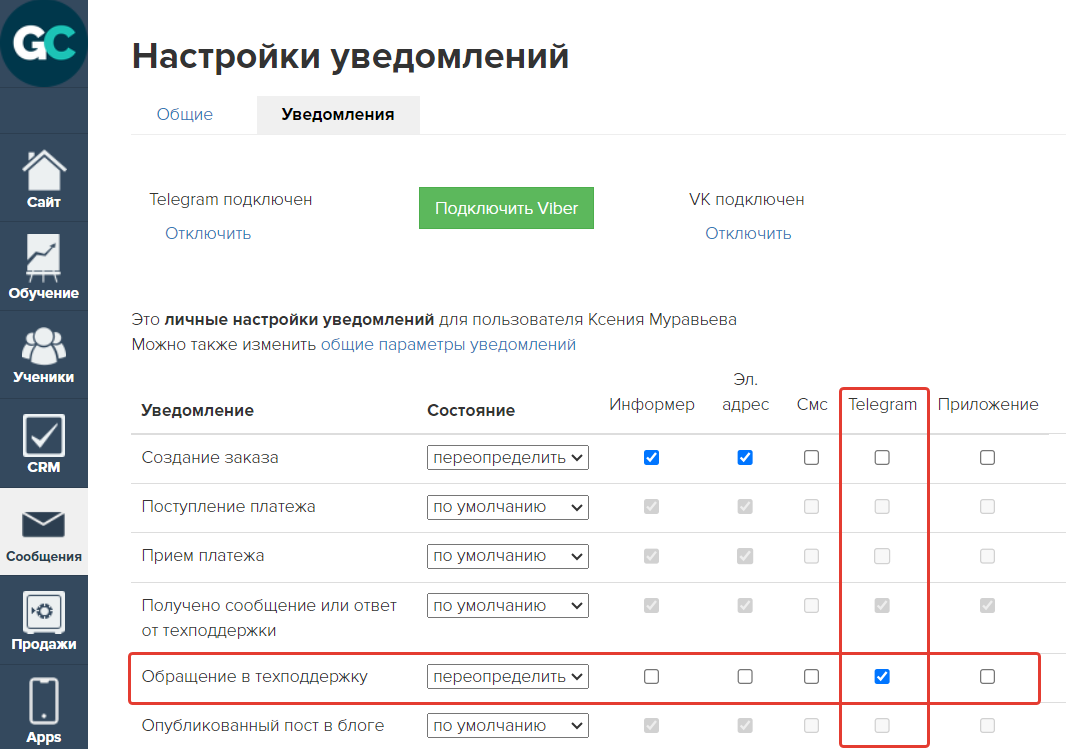 Уведомление в Telegram о поступлении нового обращения Уведомление в Telegram о поступлении нового обращения