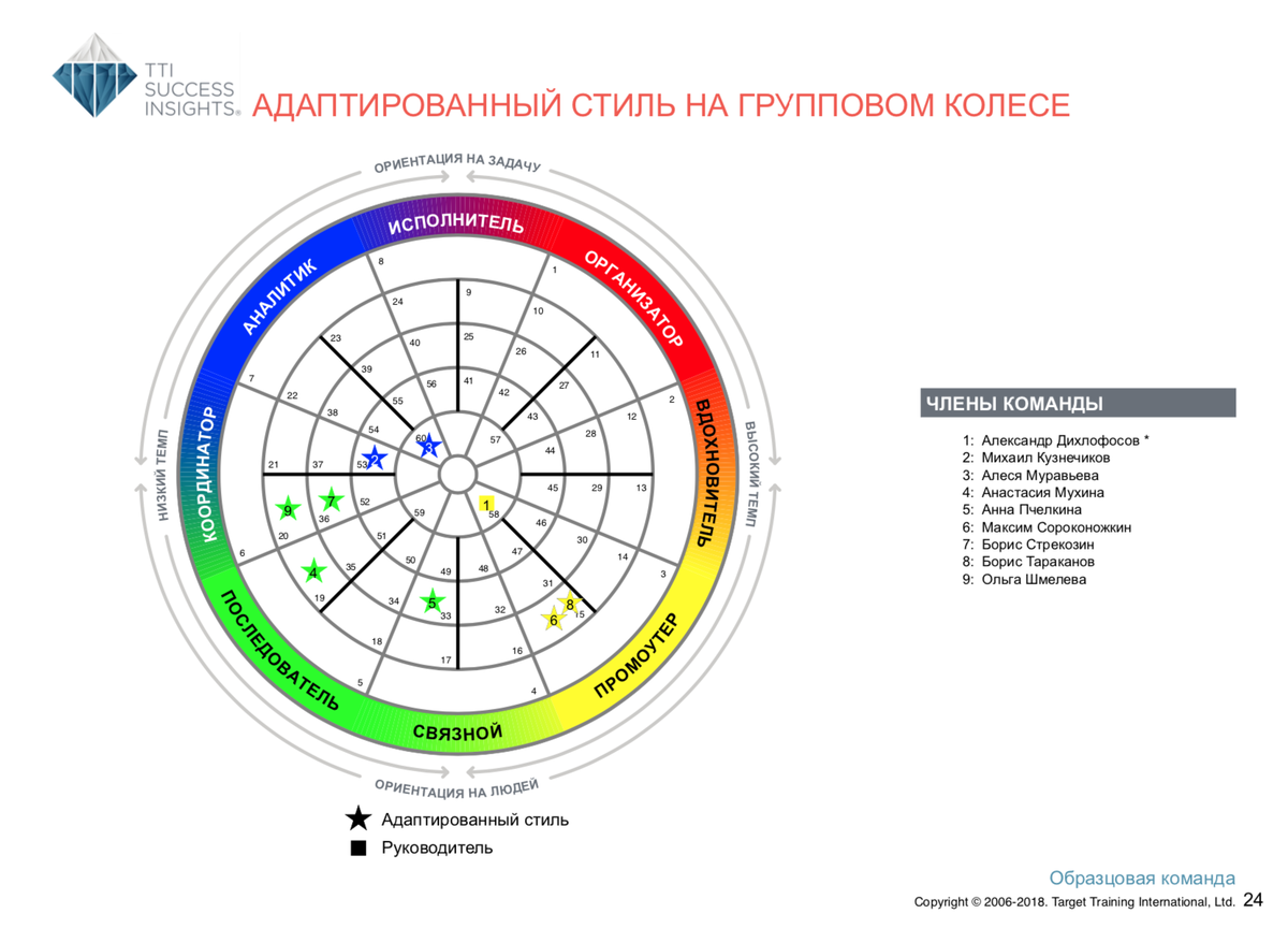 Адаптированный стиль DISC на групповом колесе