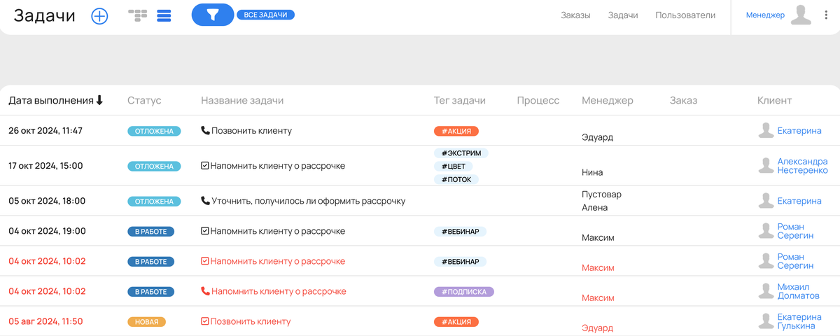 <p>Список задач у сотрудника без доступа к массовым операциям </p> <p>Список задач у сотрудника без доступа к массовым операциям </p>