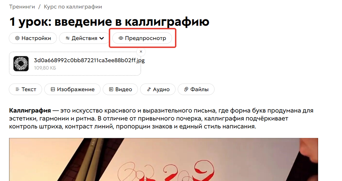 Проверить видео вы можете в предпросмотре урока