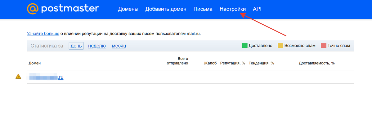 <p>
		Переход к настройкам FBL в Постмастере	</p>