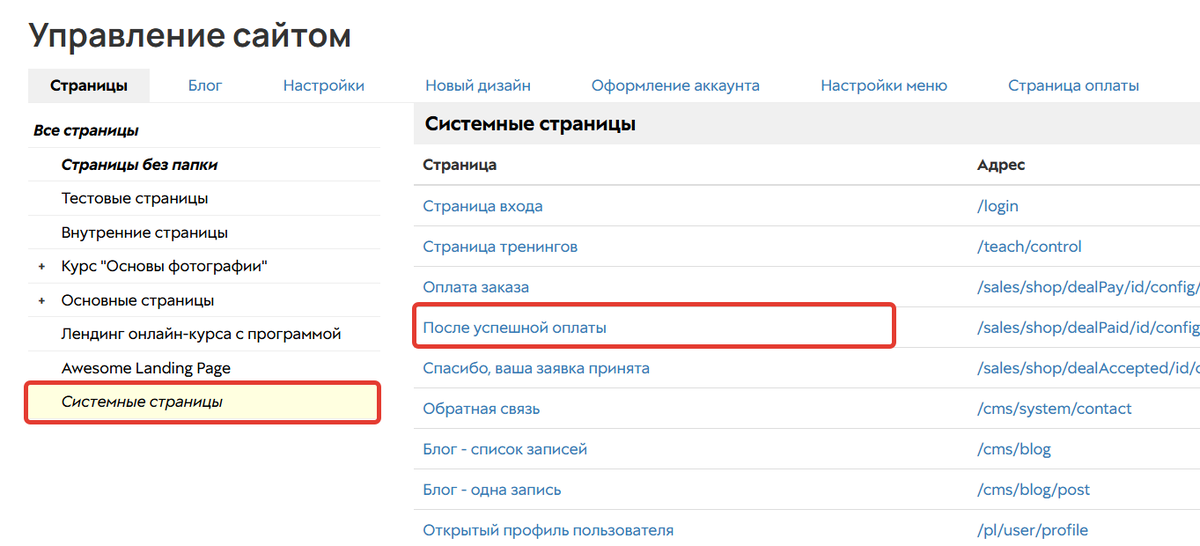 Страница После успешной оплаты