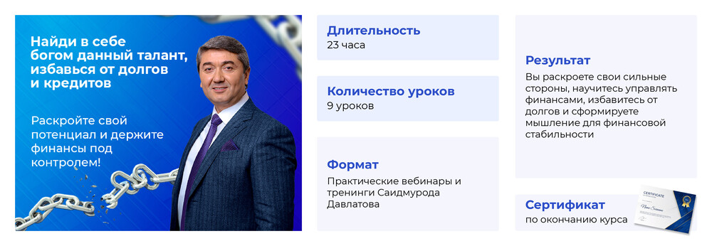 Пакет «Найди в себе богом данный талант, избавляйся от долгов и кредитов»