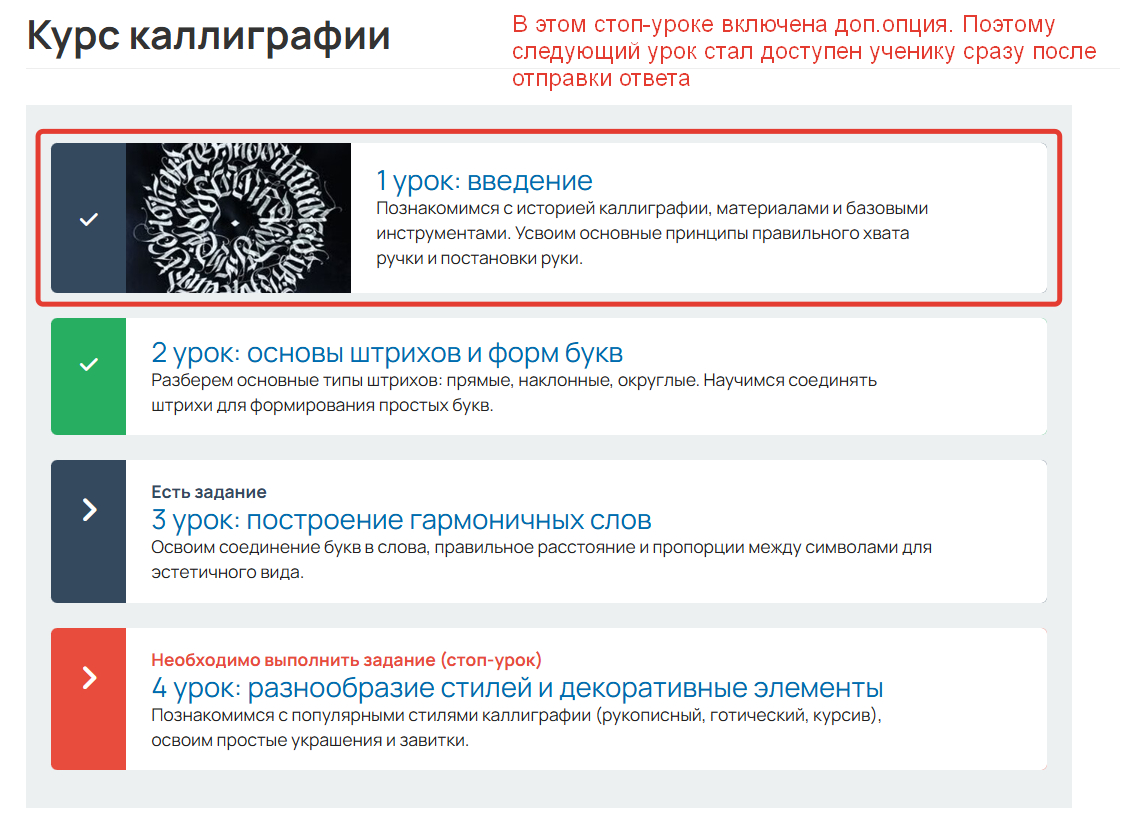 <p>В уроке включена опция «Отложенный стоп-урок»</p>