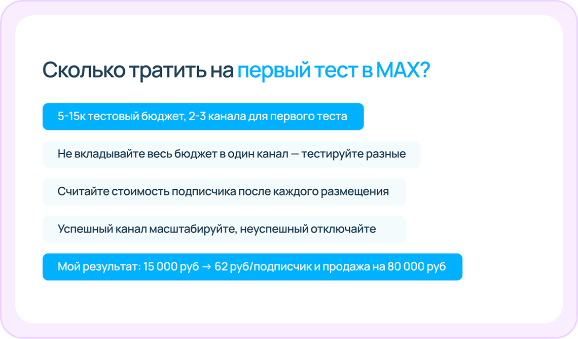 Какой бюджет закладывать на первый тест