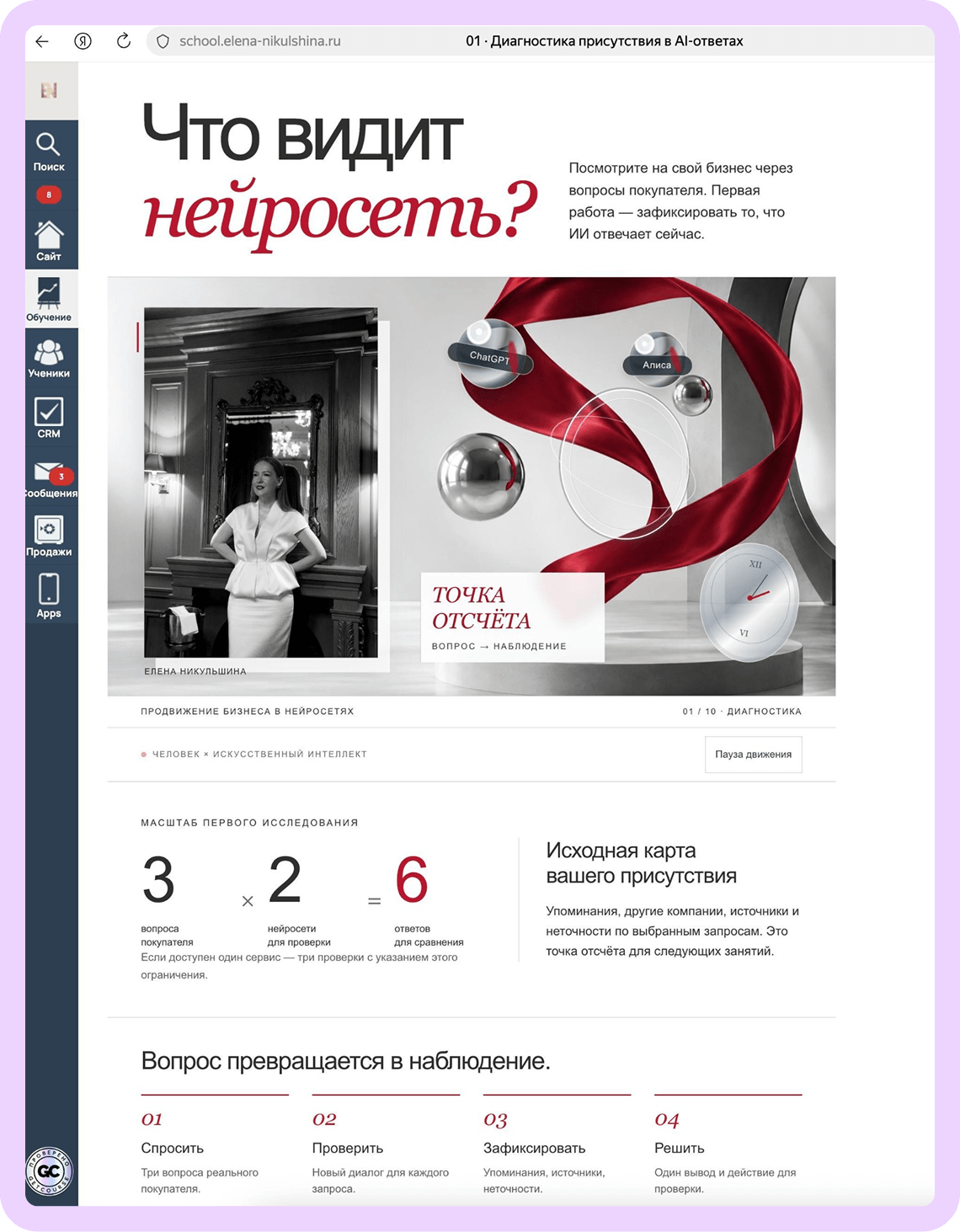 Первый урок. Визуальная композиция поддерживает тему восприятия бизнеса в ответах ИИ