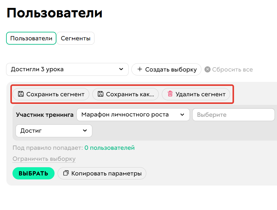 
		<p>Полноценный доступ для работы с сегментами</p>	