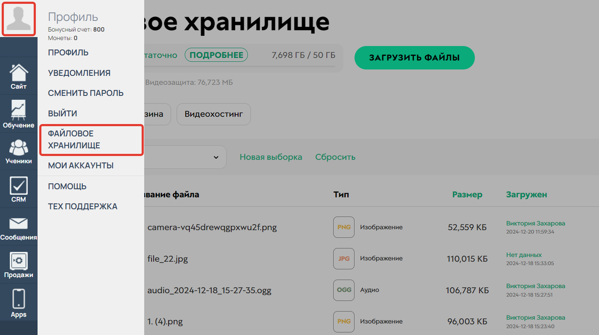 
		<p>Файловое хранилище</p>	