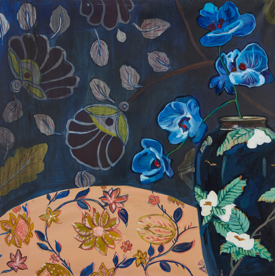 <p>Японская ваза, 2021<br>Холст, масло, масляная пастель<br>60 Х 60 cm</p>