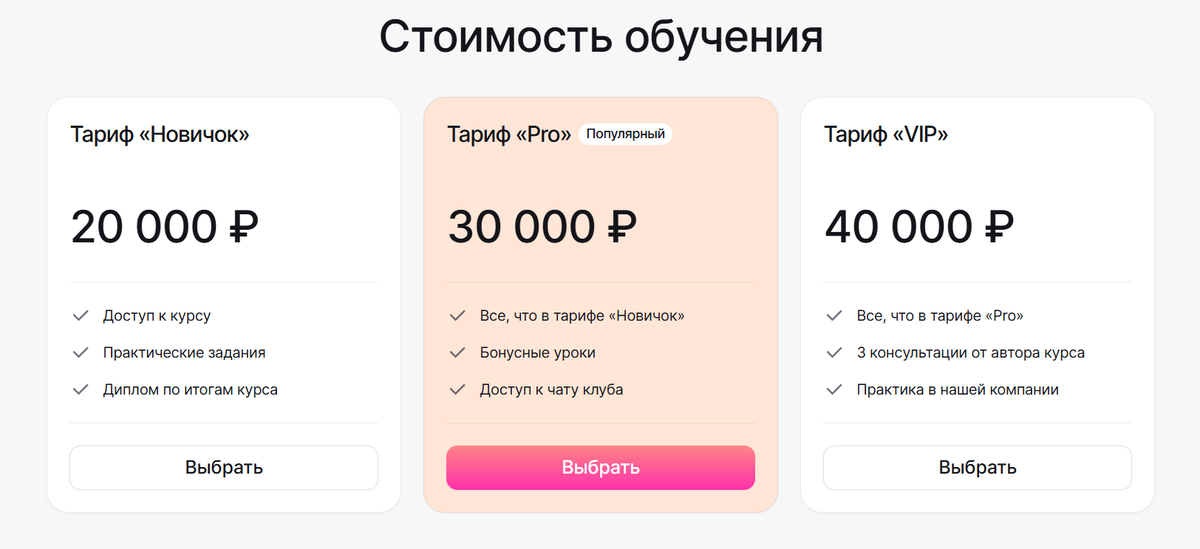 <p>Пример страницы продажи, с которой пользователь может оформить заказ </p>