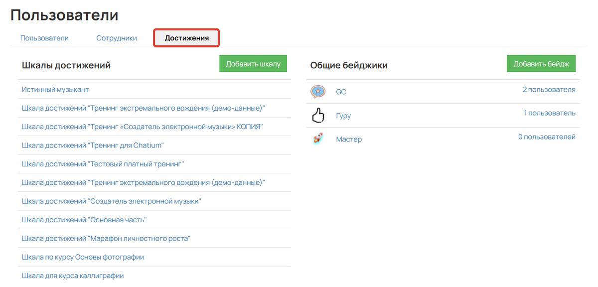 <p>
Вкладка «Достижения»	</p>