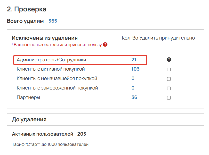 
		
		<p>Администраторы и сотрудники исключены из сегмента</p>		