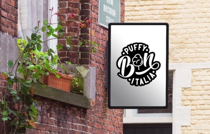 Одна из вариаций финальной версии логотипа, которую в дизайн-студии мы создали для бренда Puffy Bon