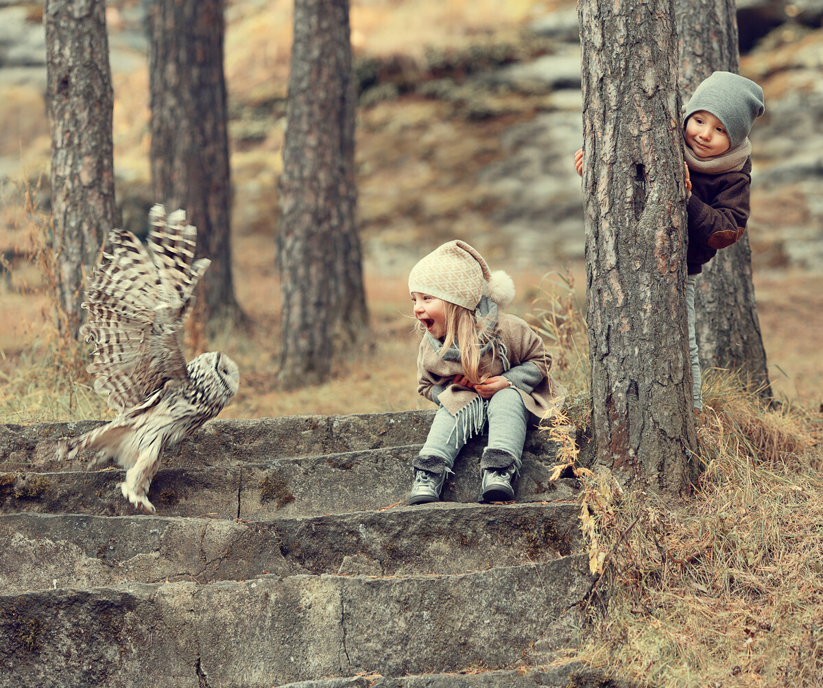 Трогательный лес. Для детей. Животные. Дети с дикими животными. Фотосессия с животными.