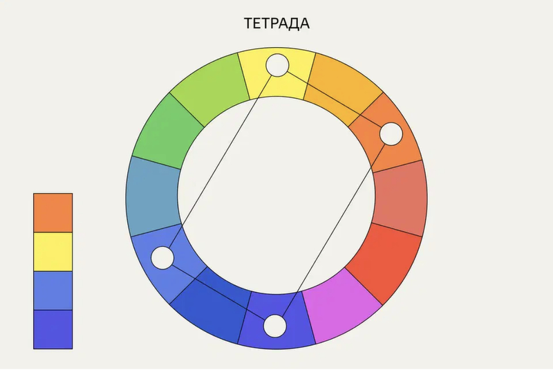 Два цвета в тетраде — контрастные, поэтому один должен быть основным, а остальные — вспомогательными