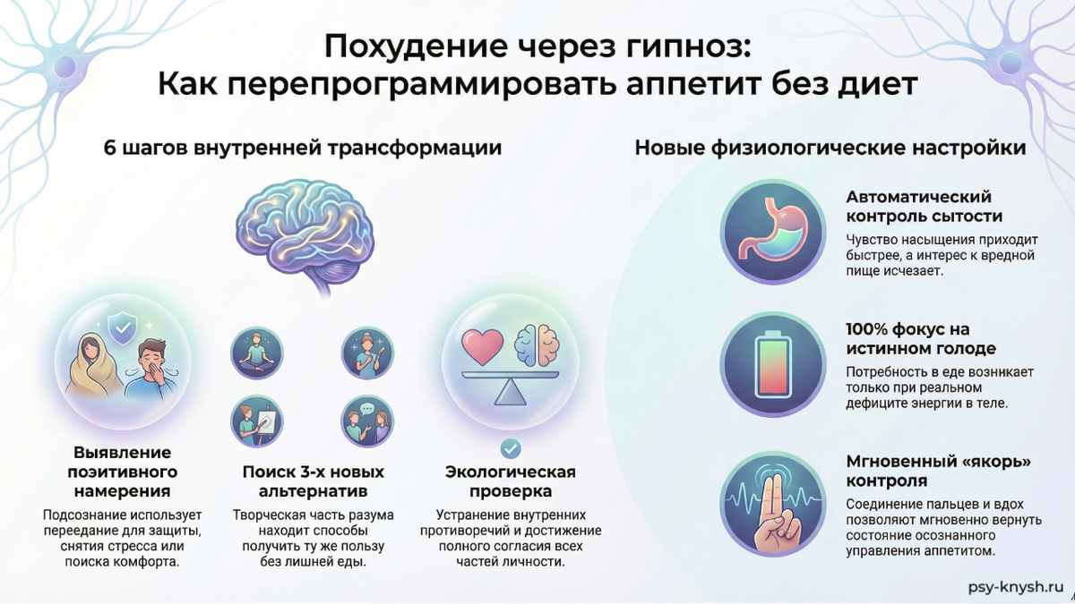 инфографика сеанса гипноза похудение без диет